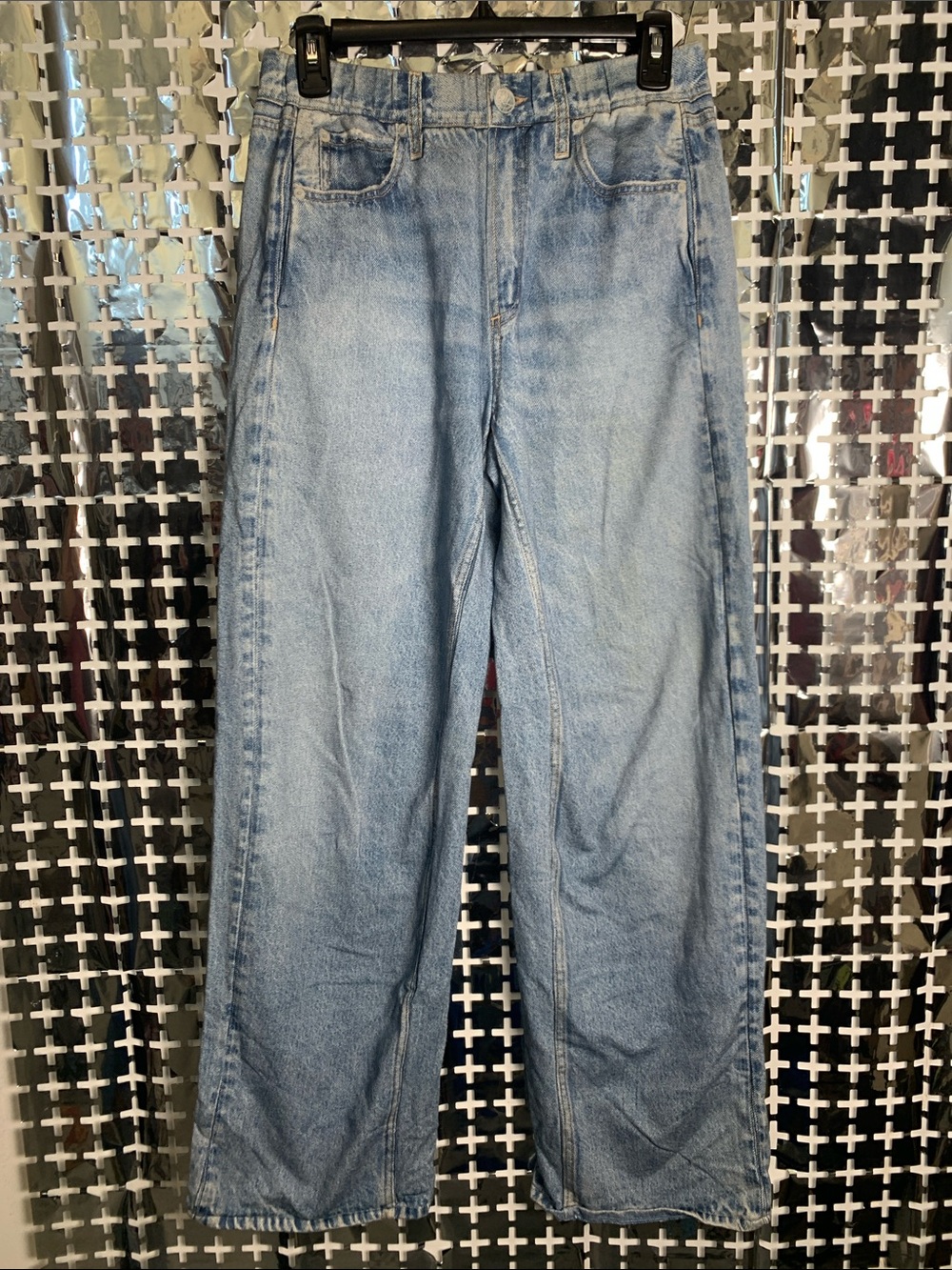 rag & bone Light Blue Wide Straight Leg Jean Sweatpants